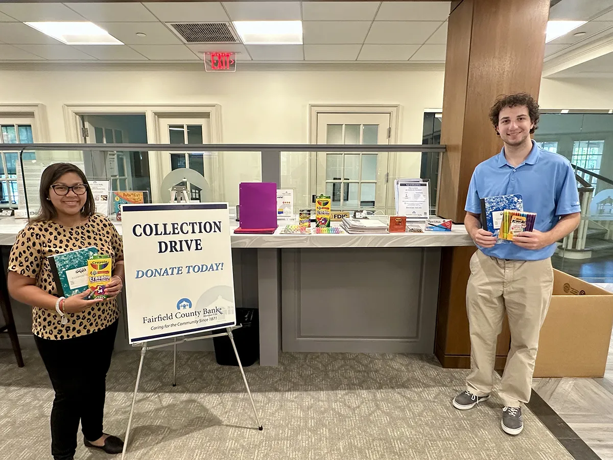 Photographed, from left to right: Yutheary Chhuop, Teller, 150 Danbury Road Branch and Carson Lust, Marketing Intern, Fairfield County Bank